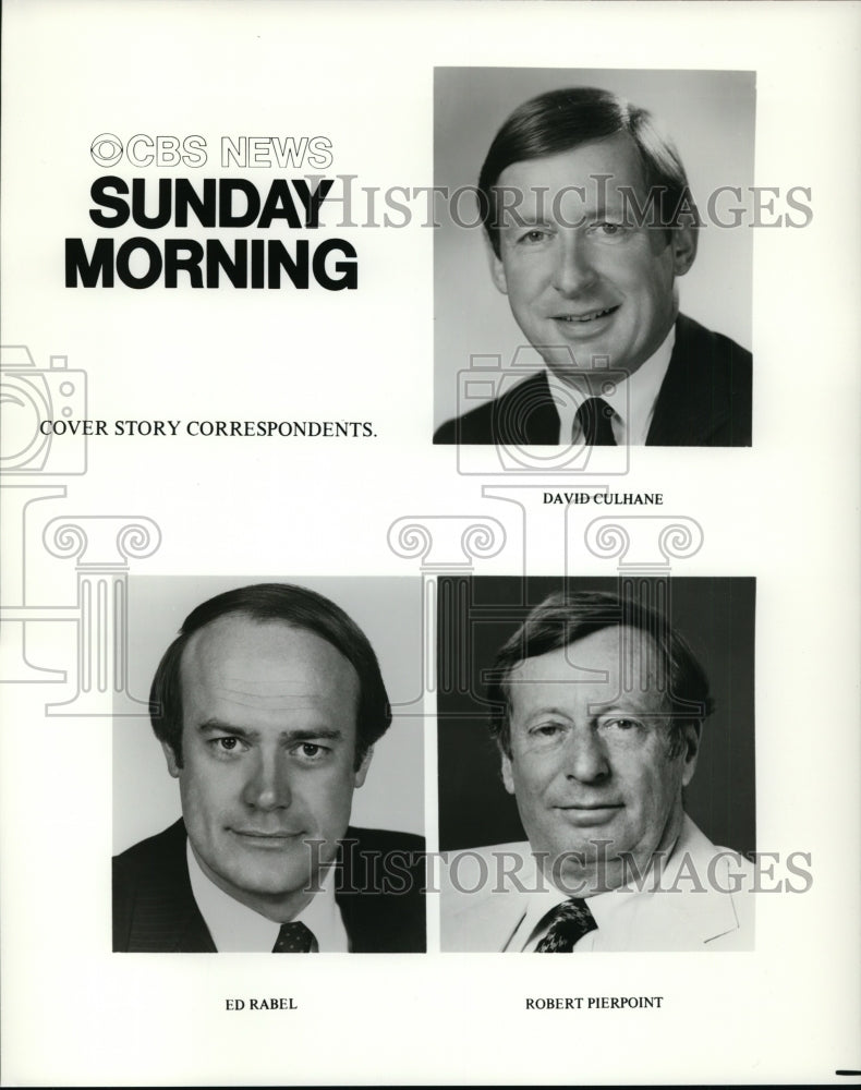 Press Photo Sunday Morning-CBS News, David Culhane, Ed Rabel, Robert P ...
