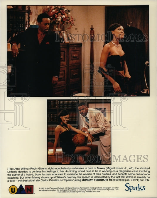Press Photo Robin Givens, Miguel Nunez, Jr.-Sparks - cvp94047 - Historic Images