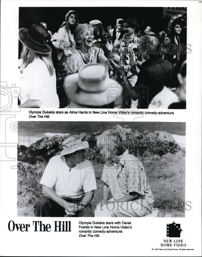 1993 Press Photo Olympia Dukakis and Derek Fowlds in Over the Hill. - Historic Images