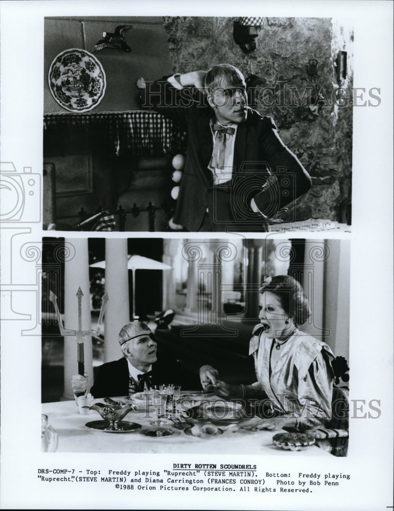 1988 Press Photo Steve Martin and Frances Conroy in Dirty Rotten Scoundrels.- Historic Images