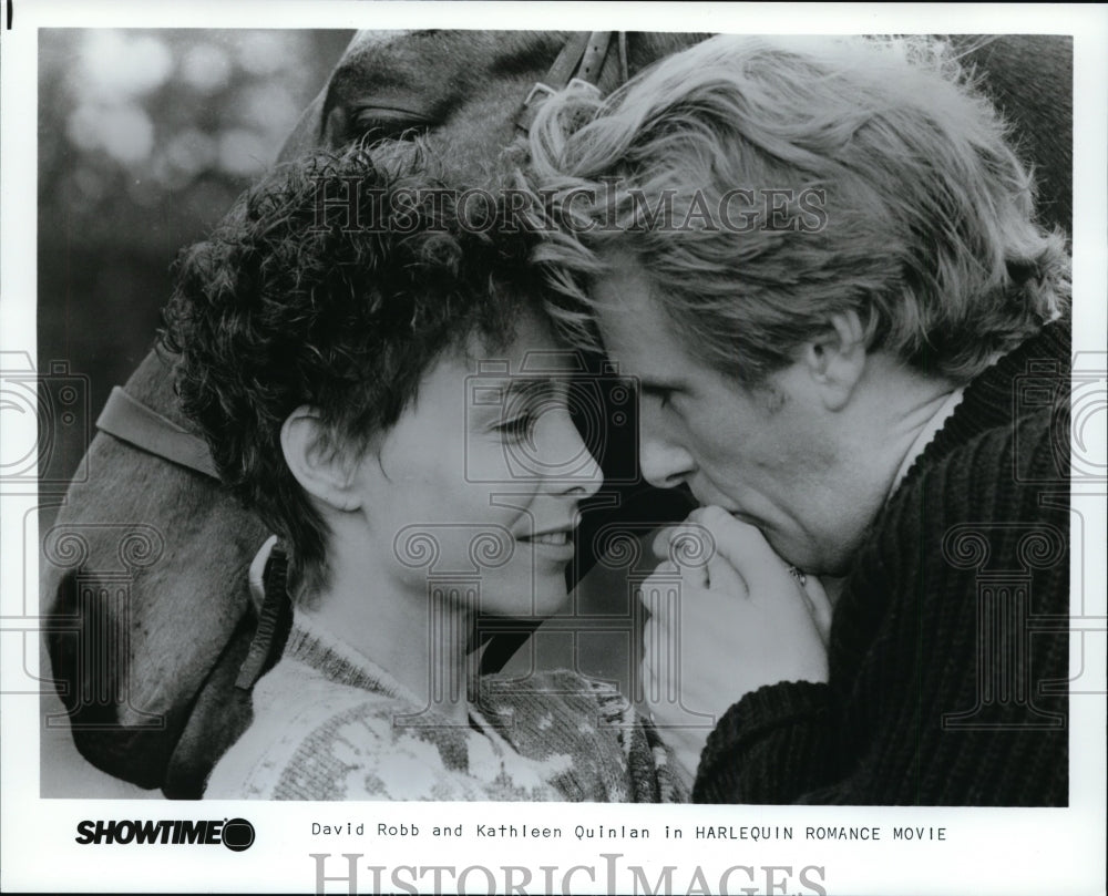 1987 Press Photo David Robb and Kathleen Quinlan in Harlequin Romance Movie. - Historic Images