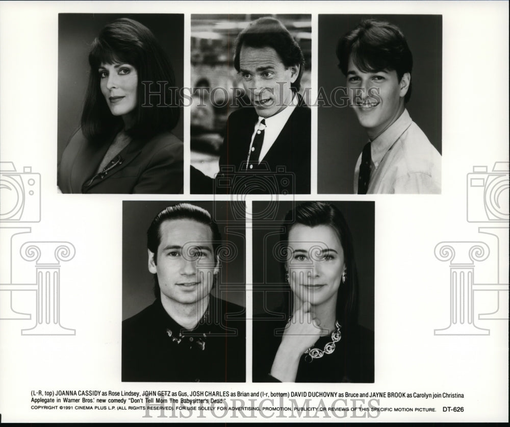 1991 Press Photo John Getz and cast of Don't Tell Mom the Babysitter's Dead. - Historic Images