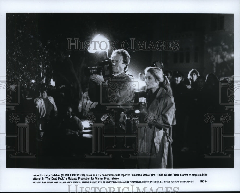 1988 Press Photo Clint Eastwood and Patricia Clarkson in The Dead Pool. - Historic Images