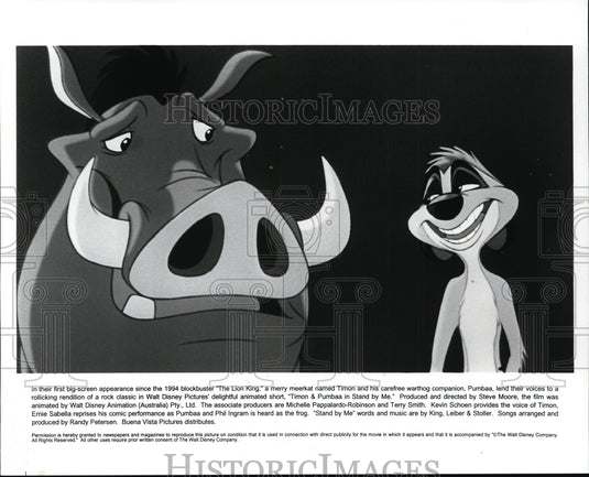 Press Photo A scene from Disney's Timon & Pumbaa Stand by Me. - cvp94821- Historic Images