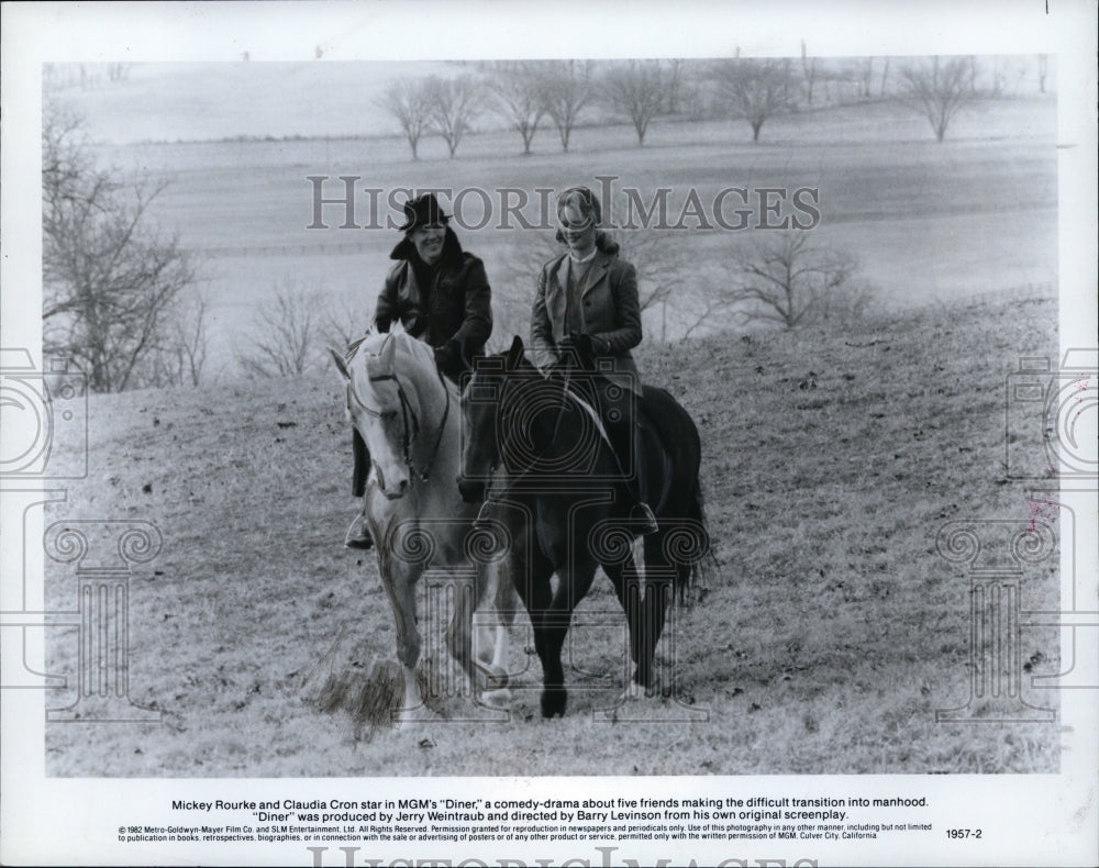 1982 Press Photo Mickey Rourke and Claudia Cron star in Diner movie - cvp94904-Historic Images