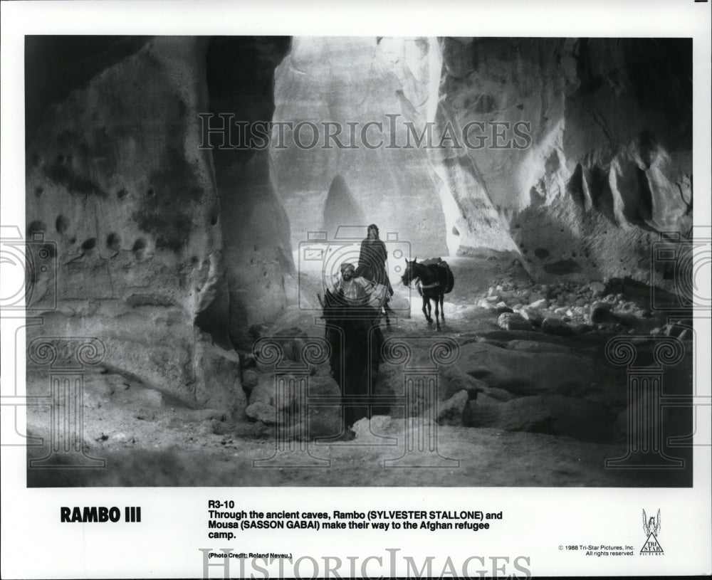 1988 Press Photo Rambo III-Sylvester Stallone and Sasson Gabai - cvp95170-Historic Images