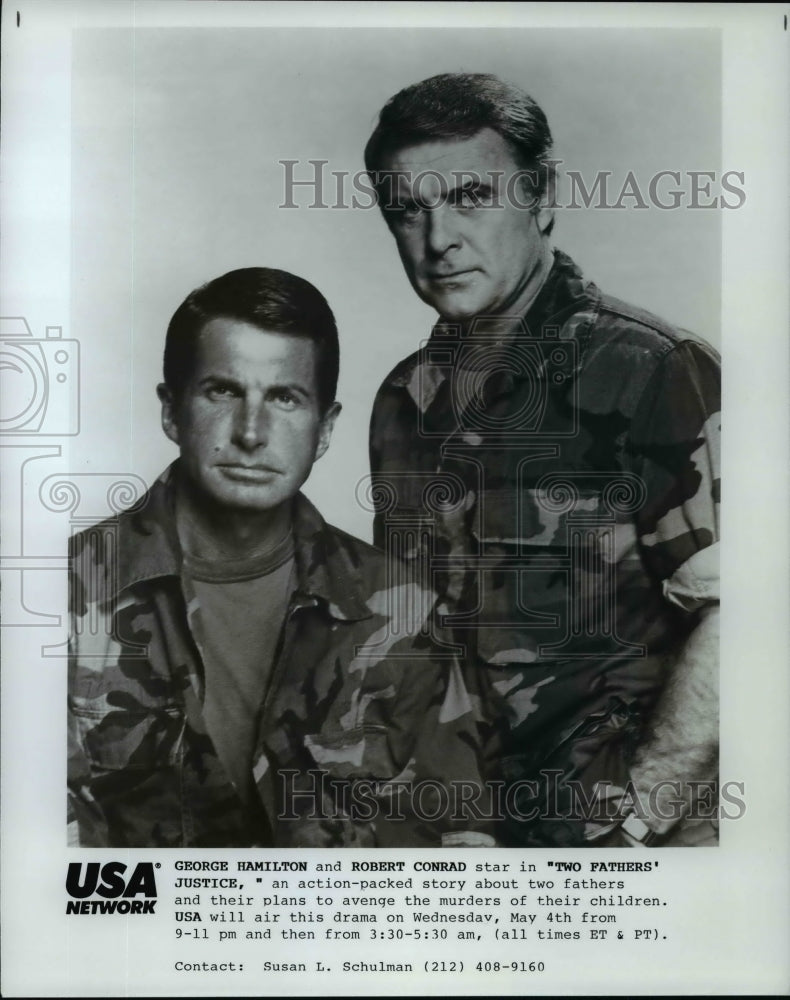 Press Photo George Hamilton and Robert Conrad star in Two Fathers Justice - Historic Images