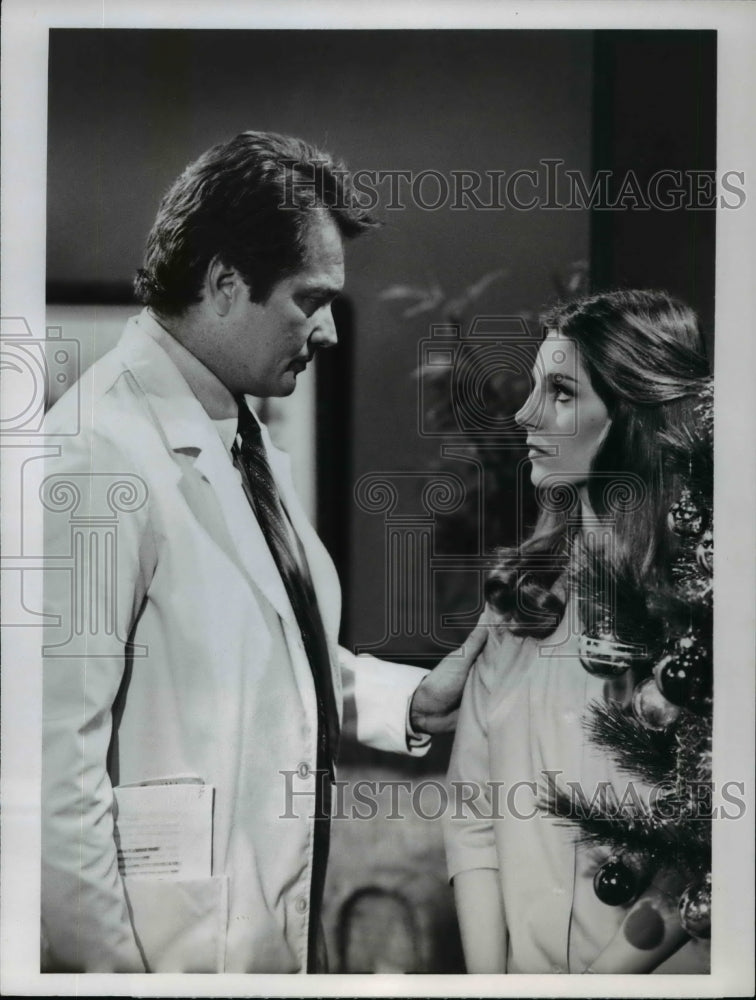 1977, Brett Halsey and Georganne La Piere in "General Hospital." - Historic Images
