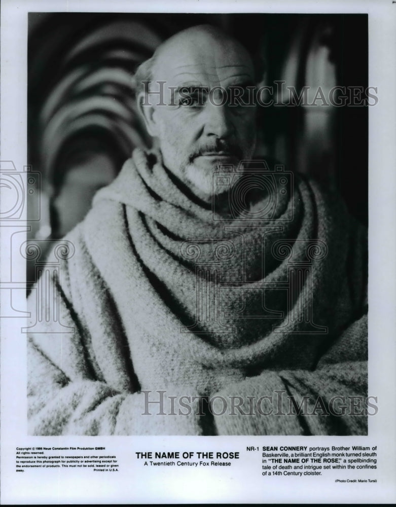 1986 Press Photo Sean Connery as Brother William in &quot;The Name Of The Rose.&quot;- Historic Images