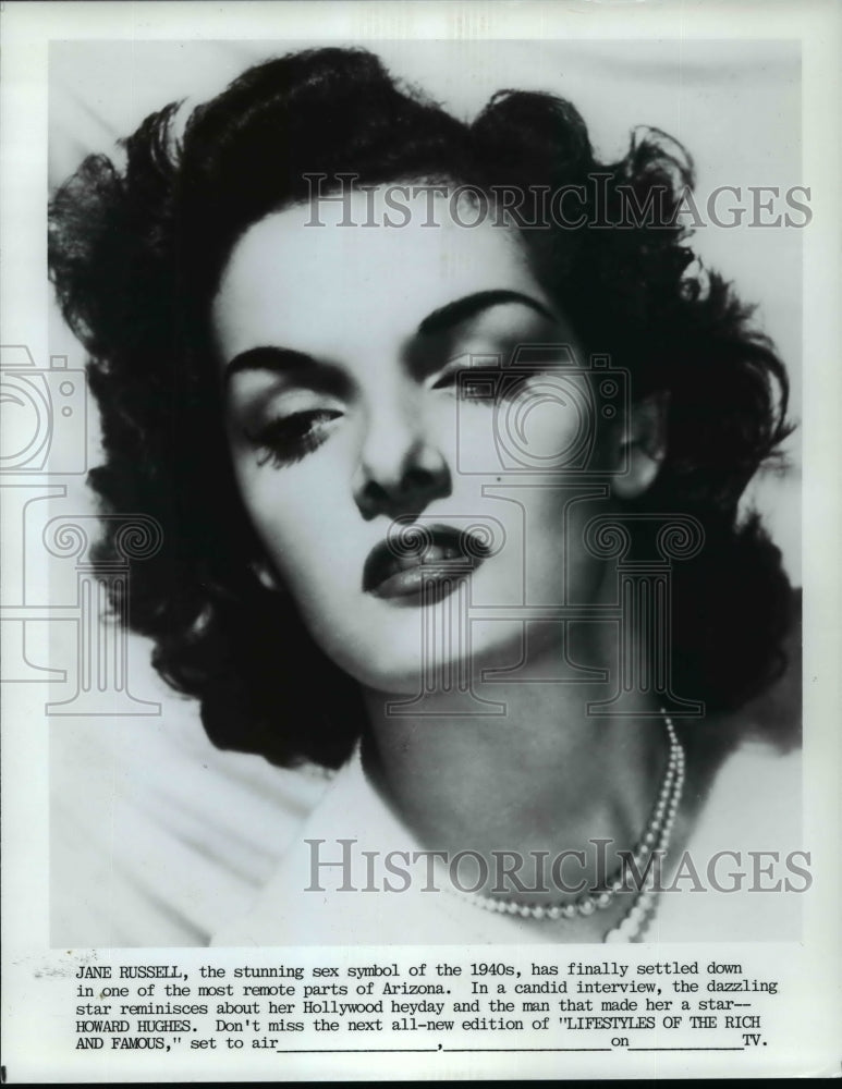 1985, Jane Russell is profiled on Lifestyles of the Rich and Famous. - Historic Images