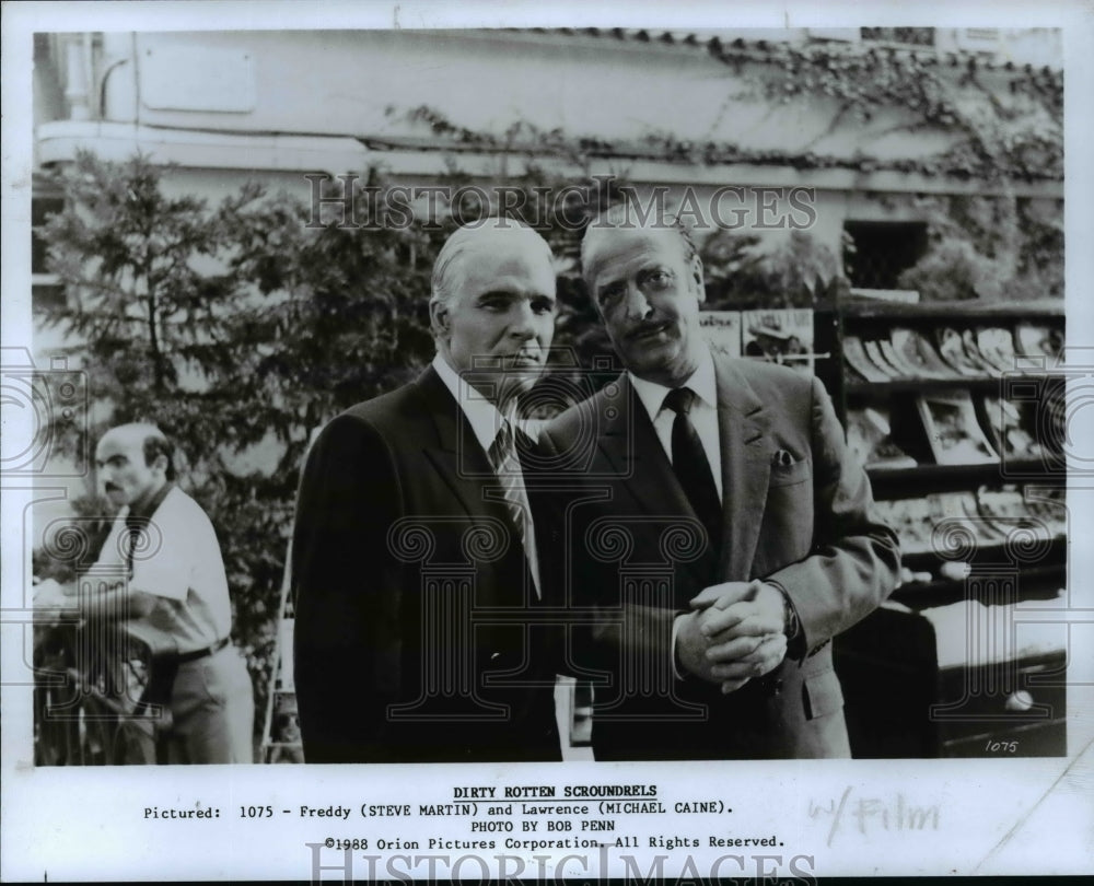 1988, Steve Martin and Michael Caine in &quot;Dirty Rotten Scroundrels.&quot; - Historic Images