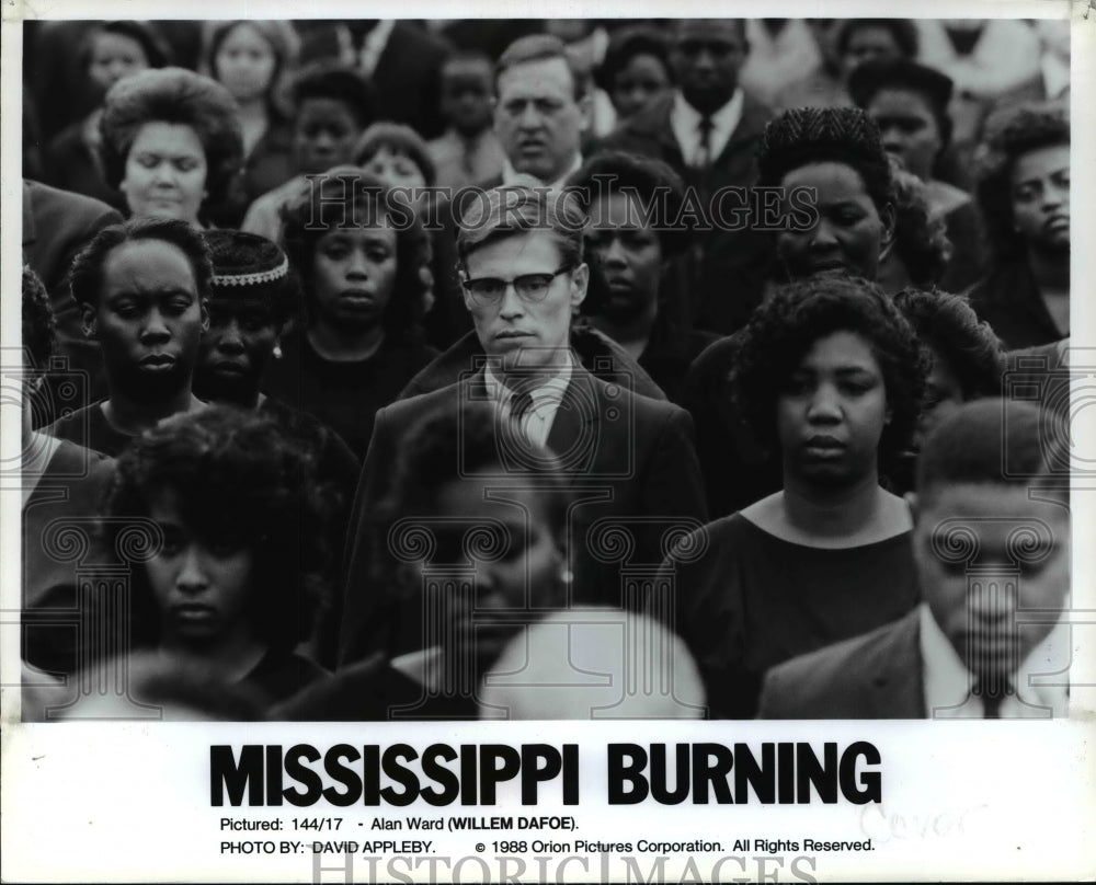 1988 Press Photo Willem Dafoe as Alan Ward in the movie MISSISSIPPI BURNING - Historic Images