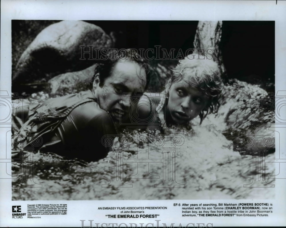 1985 Press Photo Powers Boothe and Charley Boorman in The Emerald Forest.-Historic Images