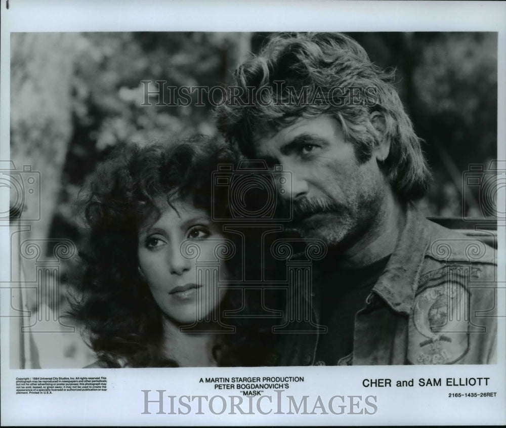 1986 Press Photo Cher and Sam Elliott in a scene from "Mask." - cvp96001-Historic Images