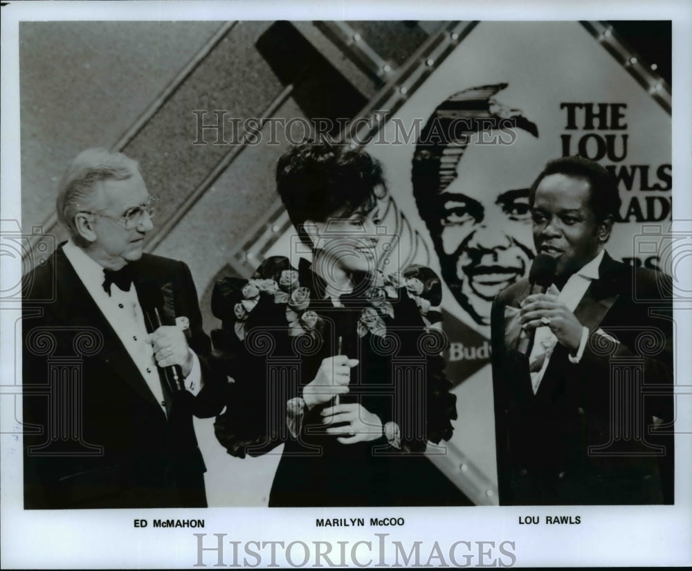 1989 Press Photo Ed McMahon, Marilyn McCoo, Lou Rawls - Historic Images