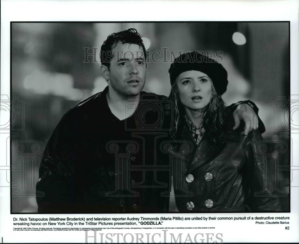 Press Photo Godzilla-Matthew Broderick and Maria Pitillo - cvp96643 - Historic Images