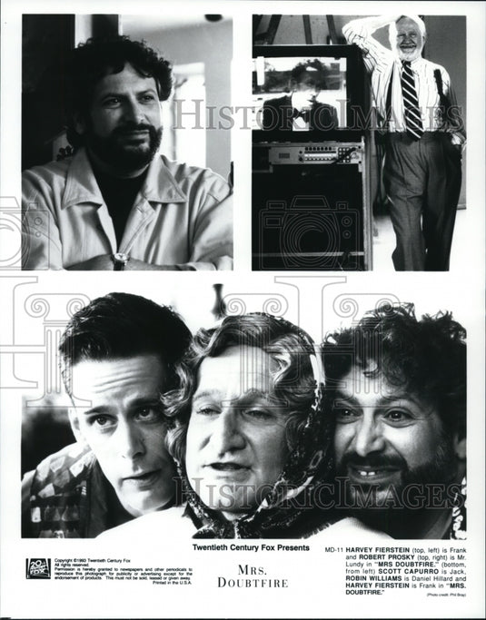 1993, Harvey Fierstein and Robin Williams in Mrs. Doubtfire. - Historic Images