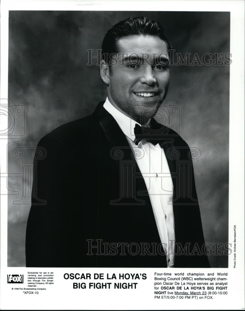 1998 Press Photo Ocar De La Hoya analyst for Oscar De La Hoya&#39;s Big Fight Night. - Historic Images