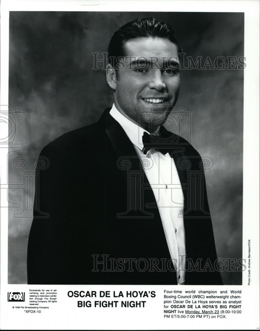 1998 Press Photo Ocar De La Hoya analyst for Oscar De La Hoya's Big Fight Night. - Historic Images