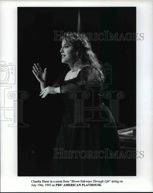 1995 Press Photo Claudia Shear-Blown Sideways Through Life - cvp98281 - Historic Images