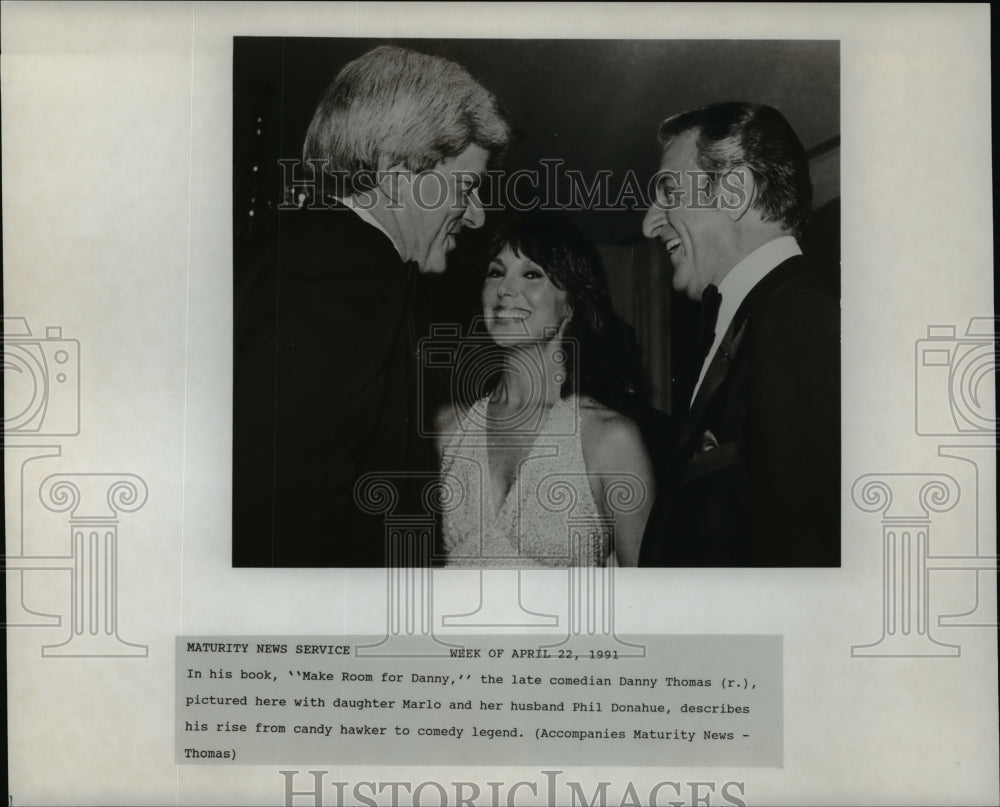 1991 Press Photo Danny Thomas, Marlo and Phil Donahue - cvp99521 - Historic Images