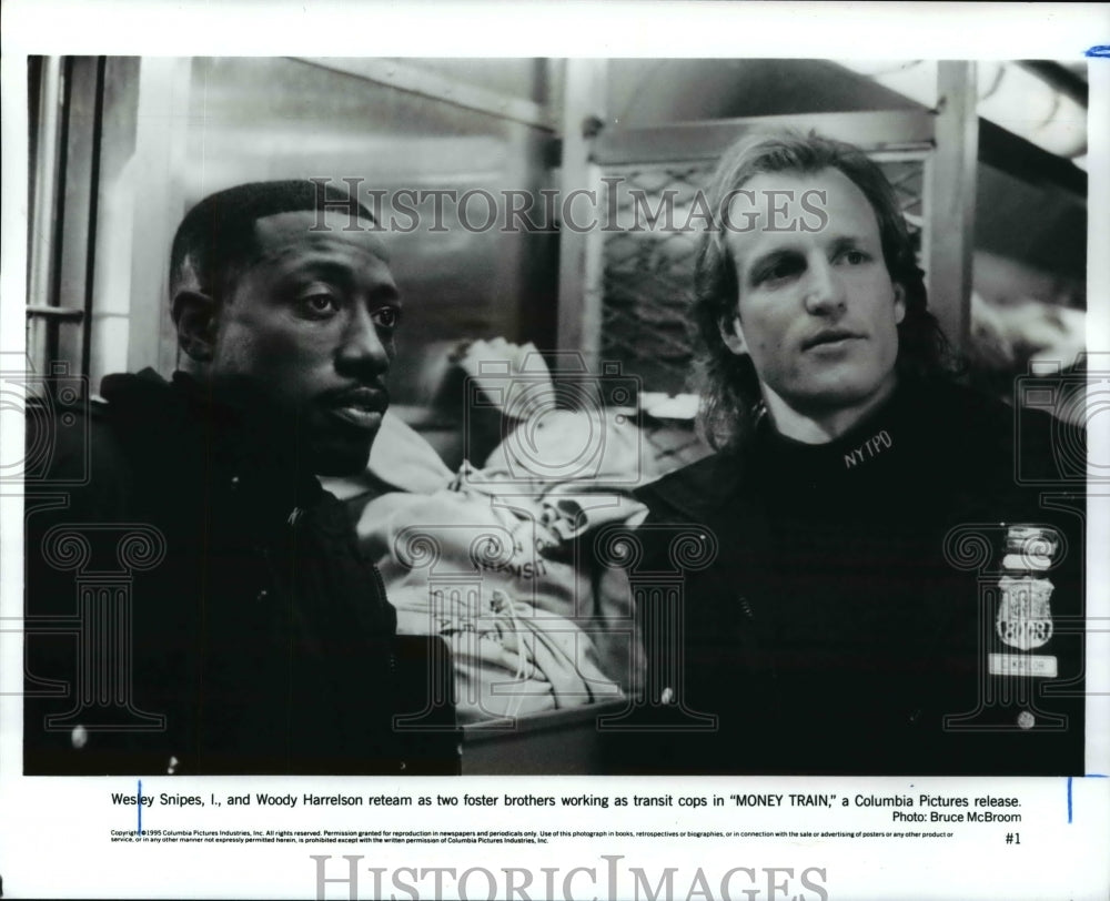 1995 Press Photo Wesley Snipes,I.,and Woody Harrelson reteam in &quot;Money Train&quot; - Historic Images