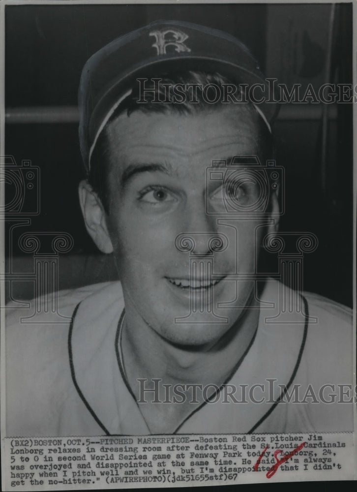 1967 Press Photo Jim Lonborg Boston Red Sox Pitcher Gets Win in World Series - Historic Images