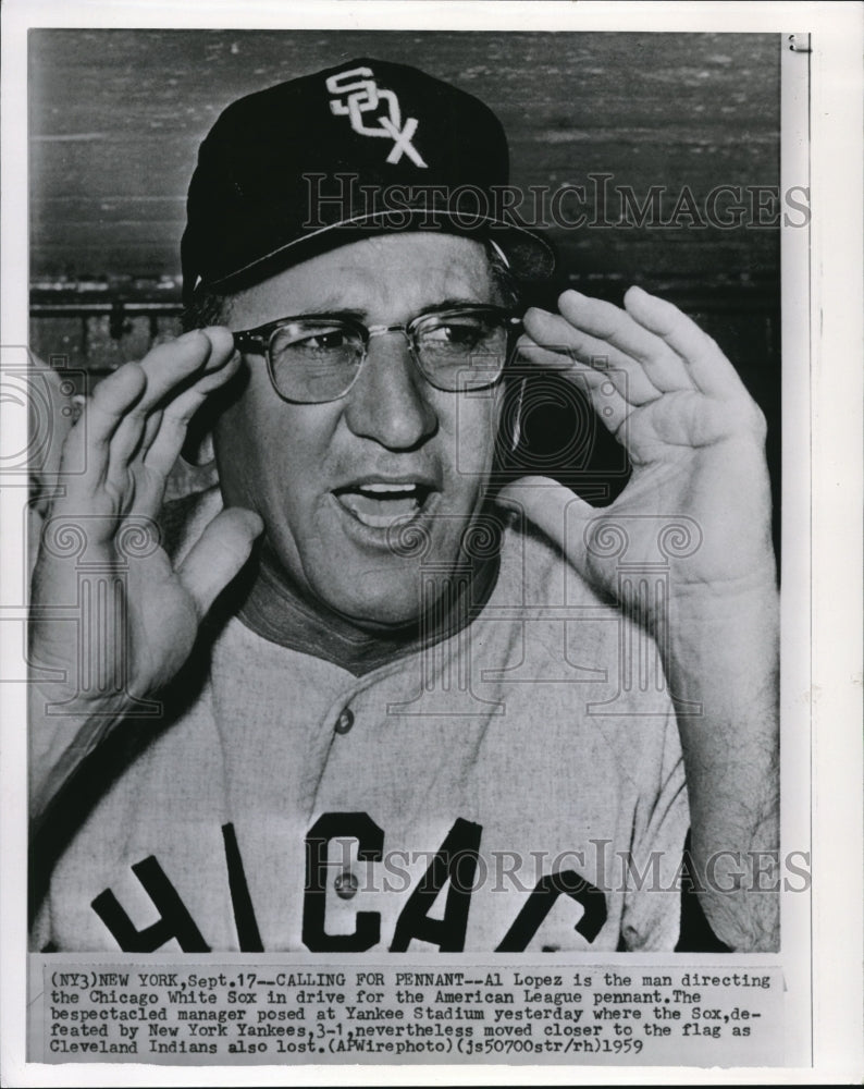1959 Press Photo Al Lopez Is Directing Chicago White Sox To Drive For Pennant-Historic Images