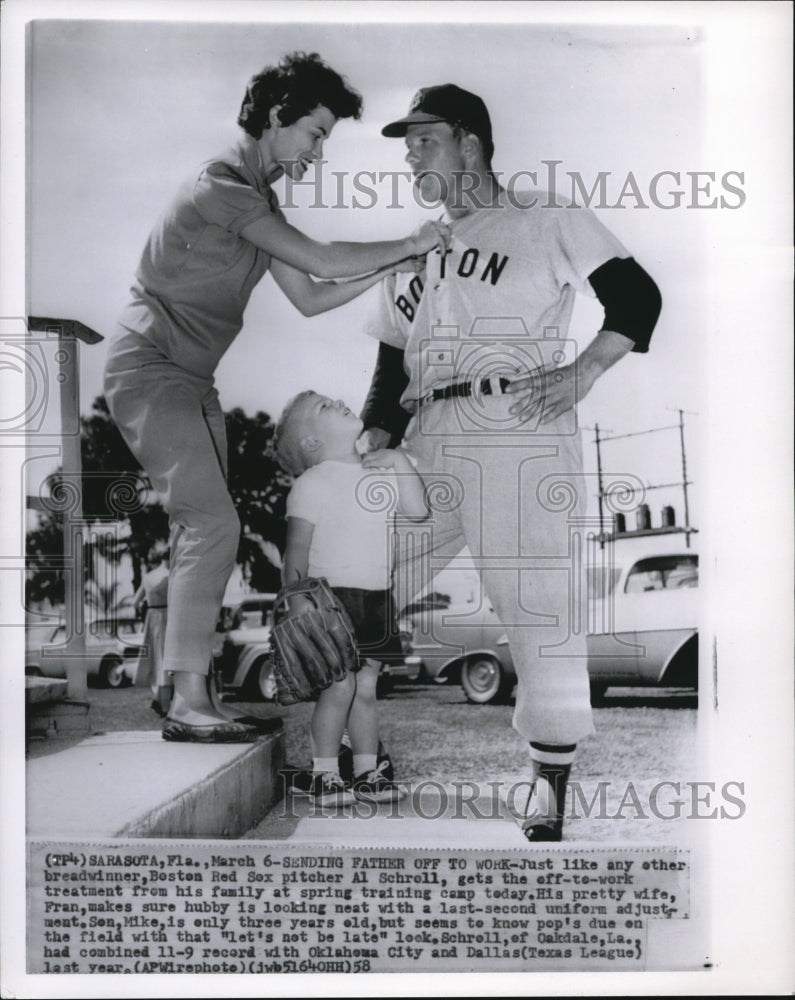 1958 Boston Red Sox Pitcher Al Schrell with his wife Fran - Historic Images