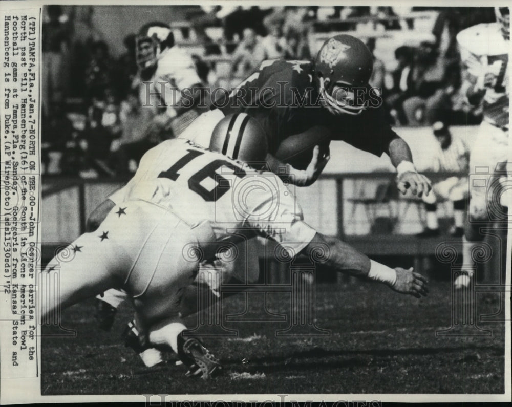 1972 John Goerger &amp; Bill Hannenberg in Lions American Bowl Action - Historic Images