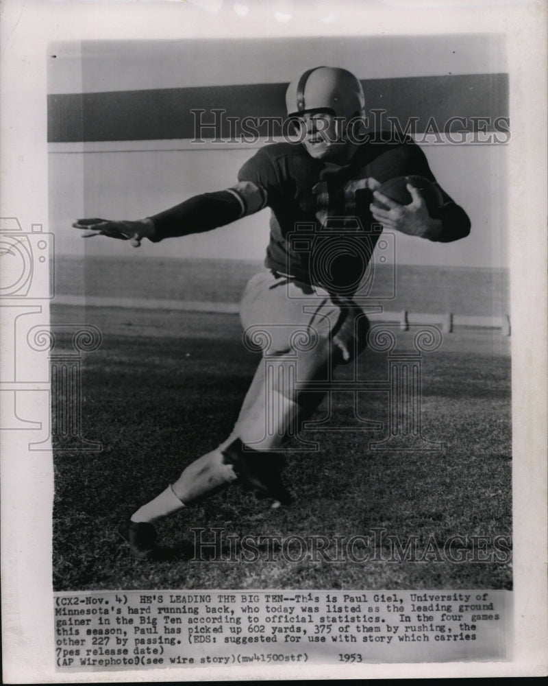 1953 Press Photo Paul Giel of University of Minnesota Leads in Big Ten - Historic Images