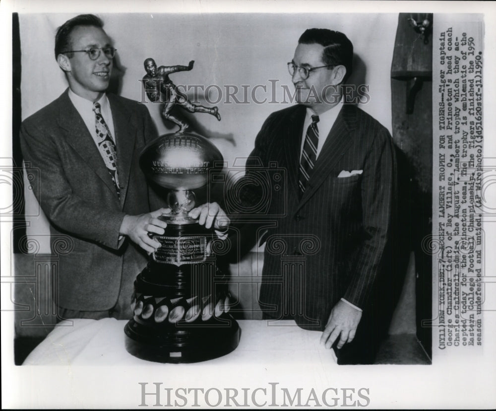 1950 Press Photo Tiger George Chandler &amp; Charles Caldwell with Lambert Trophy- Historic Images