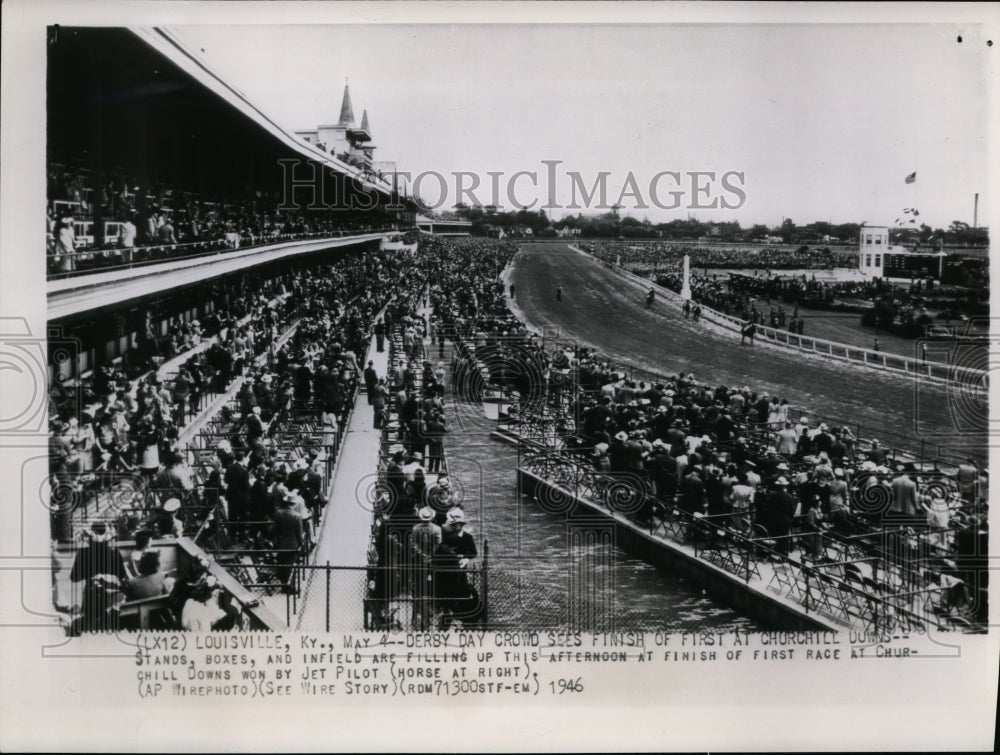 1946 Derby Day Crowd See Jet Pilot Win of First Churchill Downs Race - Historic Images