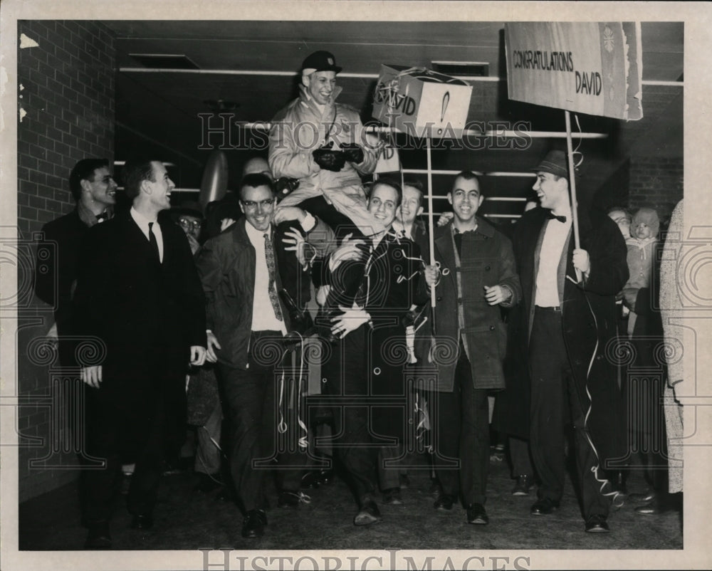 1960 Press Photo Skating Champ David Jenkins Welcomed by Hayes Alan & Students- Historic Images
