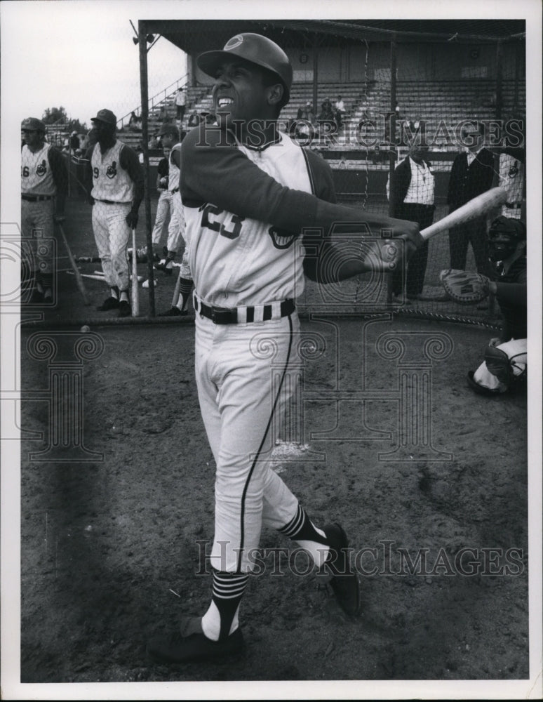 1968 Press Photo Jose Cardinal of Cleveland Indians Swinging the Bat - cvs03425-Historic Images