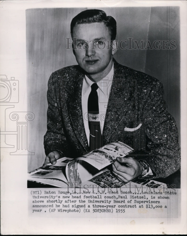 1955 Press Photo Paul Dietzel New Louisiana State University Head Football Coach-Historic Images