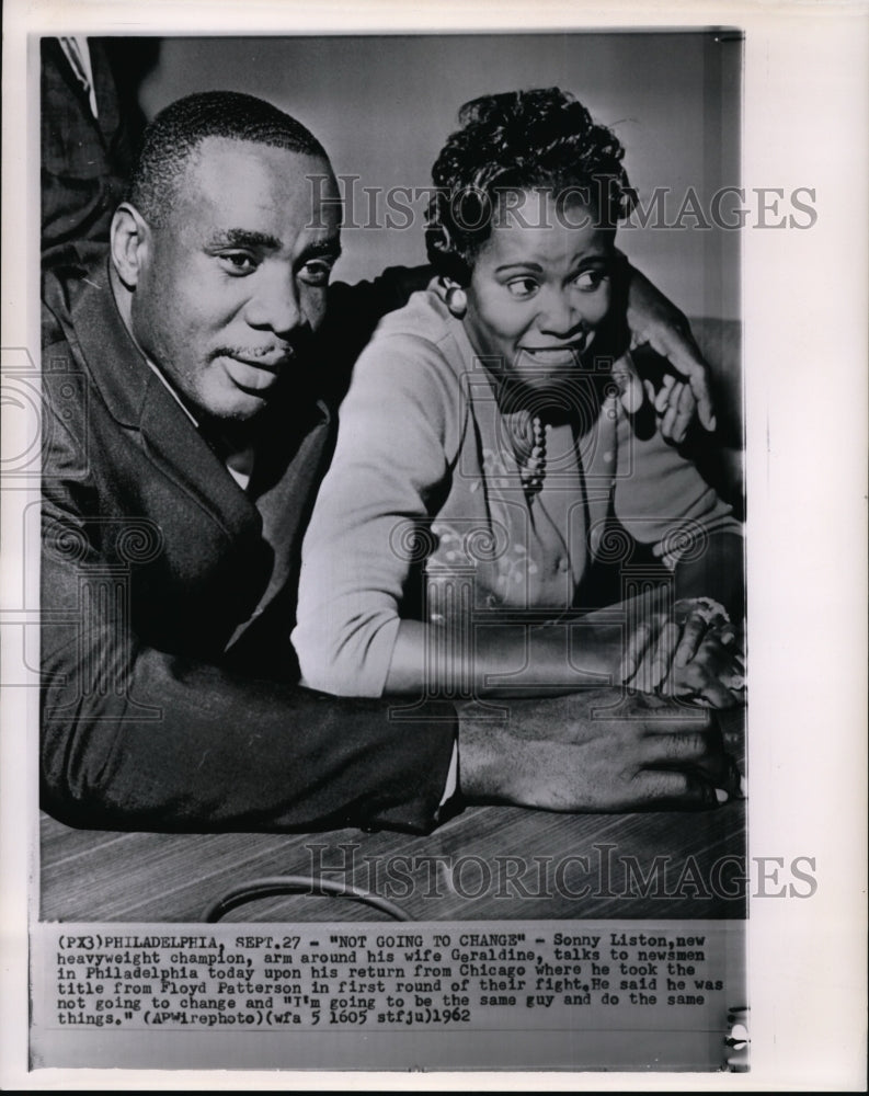1962 New Heavyweight Champion Sonny Liston with Wife Geraldine - Historic Images
