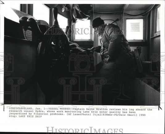 1990 Captain Wayne Bratton Aboard the Reaearch Vessel Hydra - Historic Images