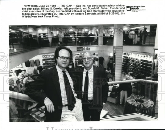 1991 Wire Photo Millard S. Dexter, president and Donald G. Fisher of Gap Inc - Historic Images