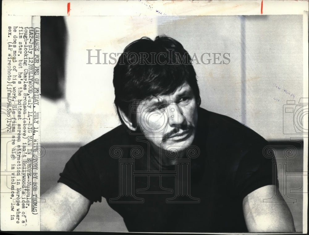 1972 Press Photo Hollywood actor Charles Bronson - Historic Images