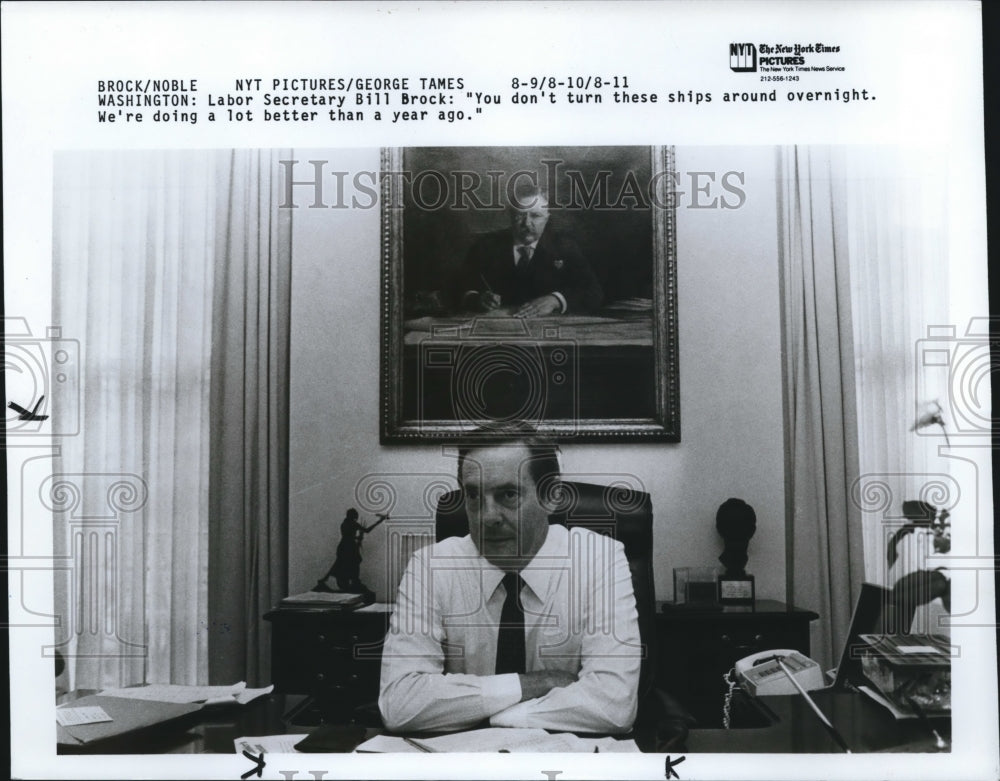 1986 Press Photo Bill Brock, Labor Secretary - Historic Images