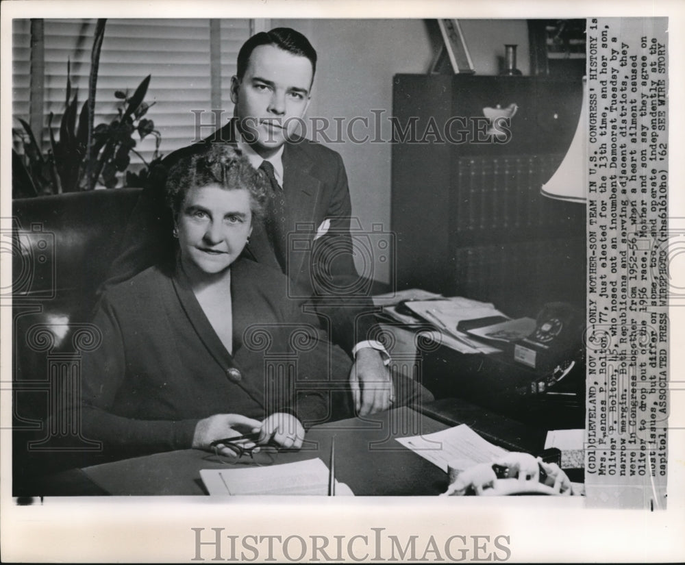 1962 Press Photo The Mother-Son Team in U. S. Congress
Rep.Frances &amp; Oliver - Historic Images