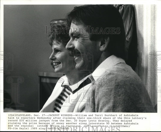 1989 Press Photo William & Terri Burkhart the Jackpot Winners of Super Lotto - Historic Images
