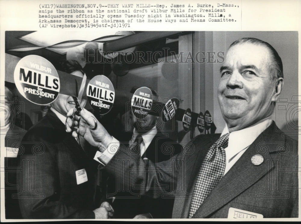 1971 Wire Photo Representative James Burke during Mill&#39;s presidential campaign-Historic Images