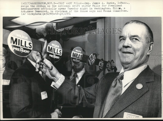 1971 Wire Photo Representative James Burke during Mill's presidential campaign-Historic Images