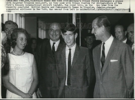 1966 Press Photo Prince Philip w/ children Prince Charles & Princes Anne in NY - Historic Images