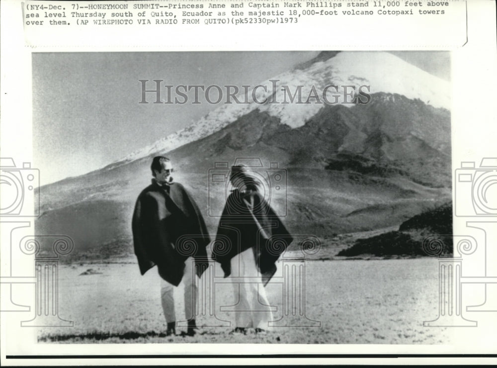 1973 Princess Anne &amp; Captain Mark Phillips in Cotopaxi volcano-Historic Images