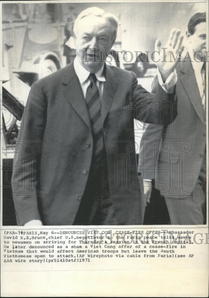 1971 Wire Photo Amb David KE Bruce, Chief US negotiator to the Paris Peace Talk - Historic Images