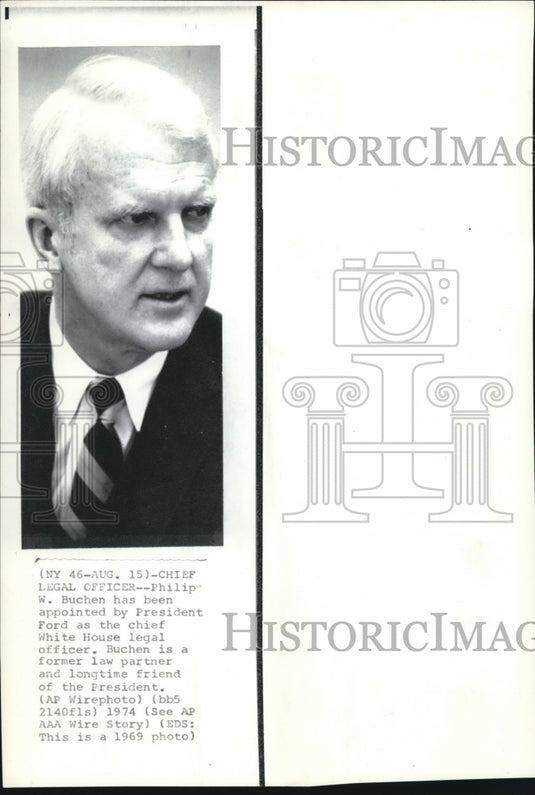 1974 Press Photo Philip W. Buchen new Chief Legal Officer of Pres Ford - Historic Images