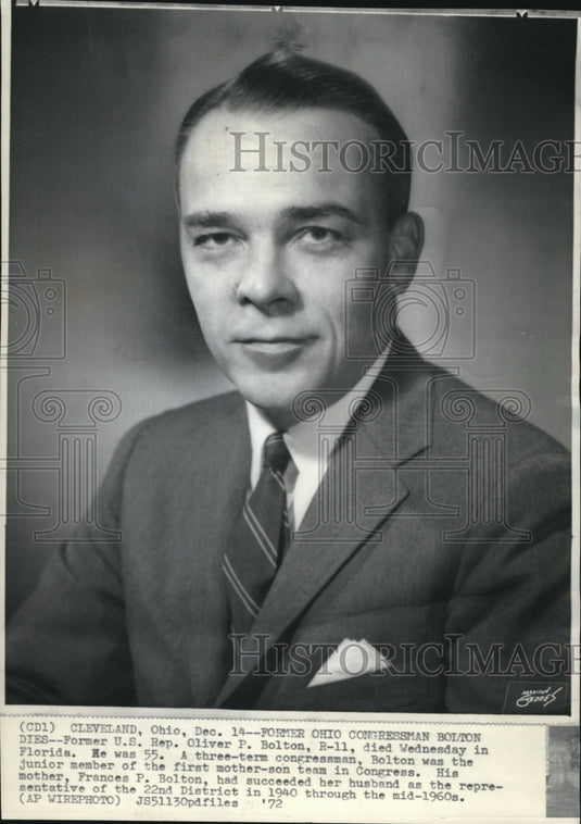1972 Ex-US Rep Oliver Bolton died in Florida-Historic Images